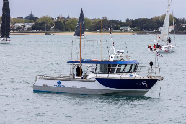 The official boat at the start of the 2026 Roy McDell Memorial Cup.
