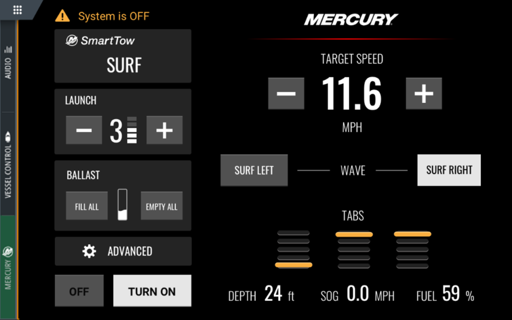 The Smart Tow Surf display. // Photo courtesy Mercury Marine
