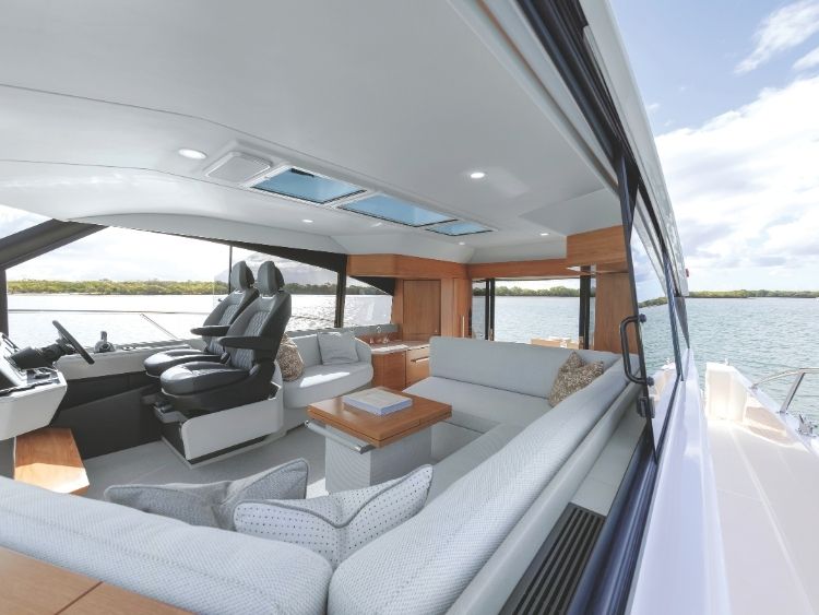 The stylish saloon is spacious with a very social layout. // Photo courtesy Maritimo