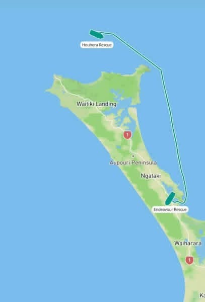 Coastguard Houhora’s long night run to a trailer boat off Cape Reinga. // Photo credit: Coastguard Hauhora